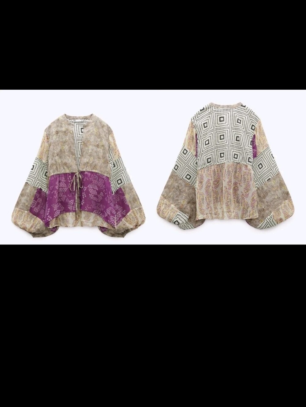 Zara 2-Piece Patchwork Pantset Bloggers Fav Med NWOT-free people-anthropologie - Picture 5 of 10